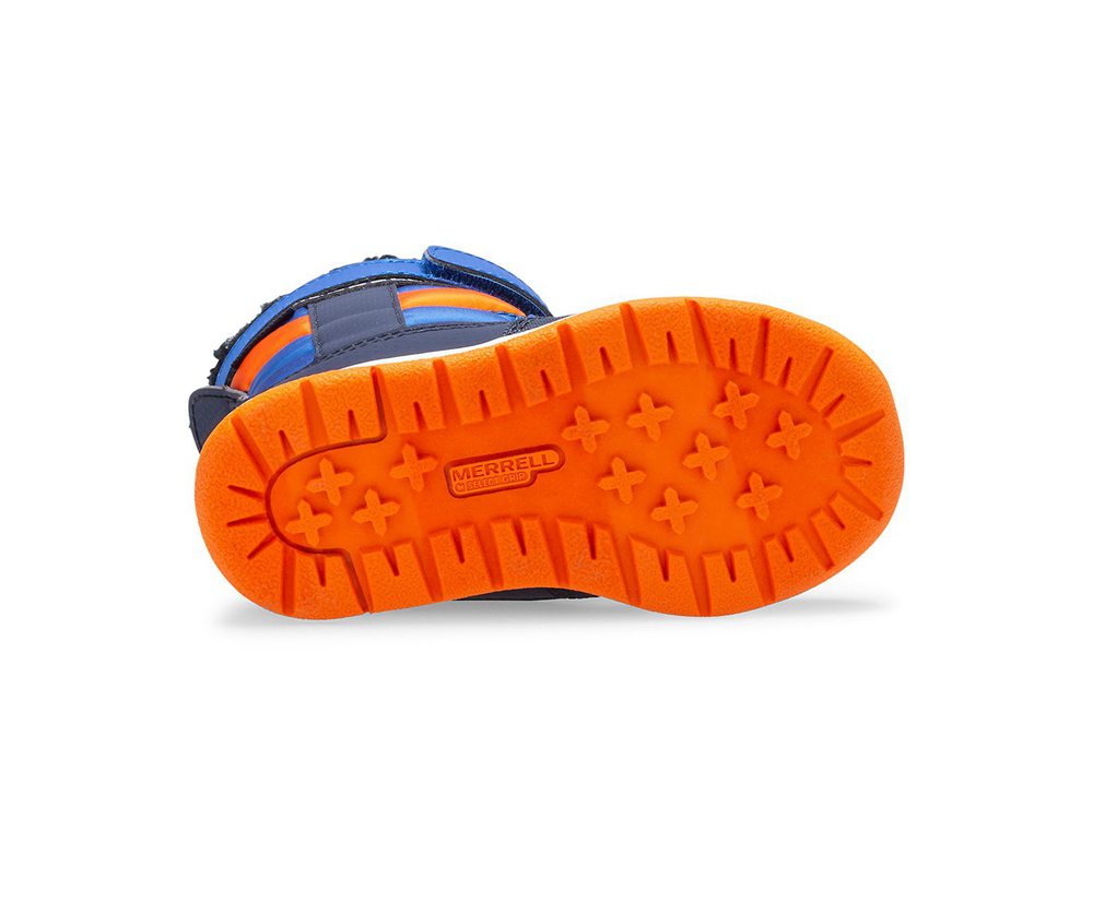 Kozaki Merrell Dziecięce Niebieskie/Pomarańczowe - Alpine Puffer Waterproof Jr. - 152476-UYG